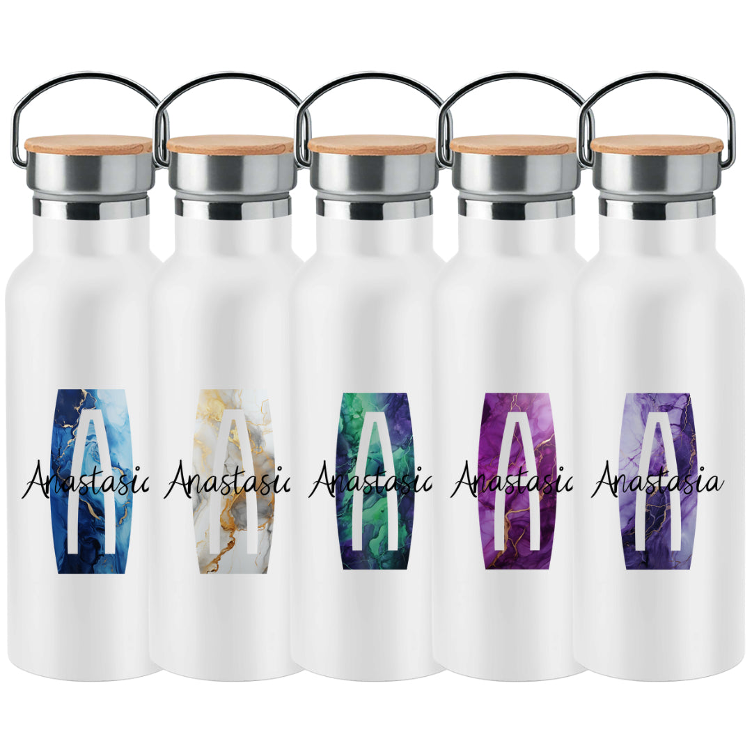 Personalisiere jetzt deine Edelstahl-Trinkflasche mit Bambusdeckel – Dein einzigartiges Design!