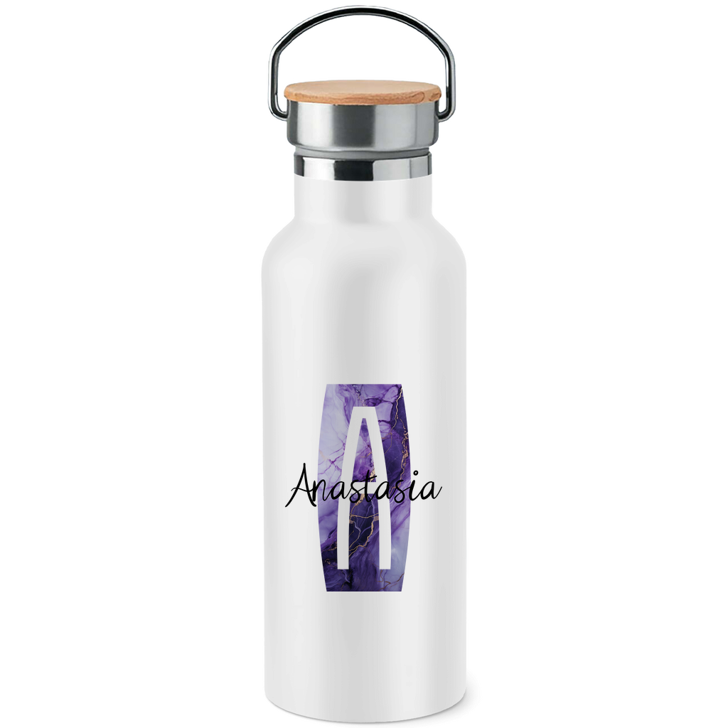 Personalisiere jetzt deine Edelstahl-Trinkflasche mit Bambusdeckel – Dein einzigartiges Design!