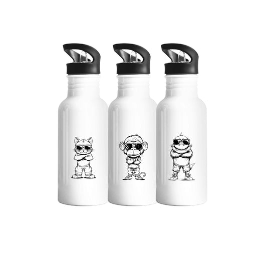 Edelstahl-Trinkflasche  – 600 ml mit coolem Tiermotiv