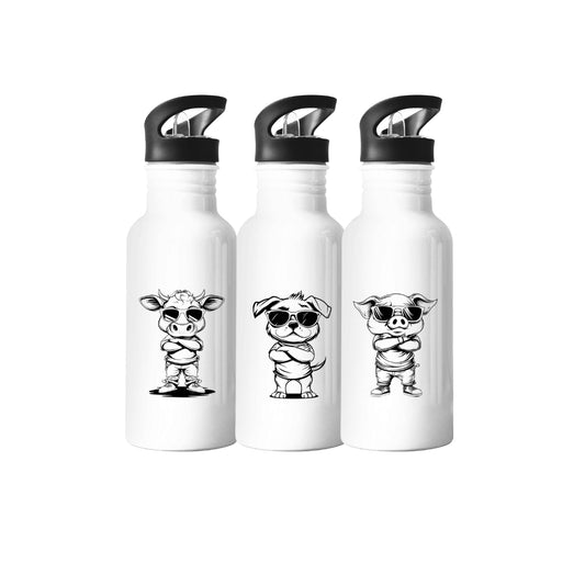 Edelstahl-Trinkflasche  – 600 ml mit coolem Tiermotiv